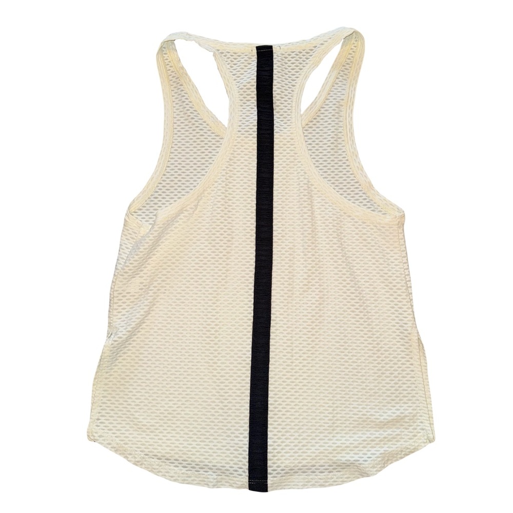 Koral Women’s Mesh Sprint Racerback Ivory Tank Top Black Stripe Size Small